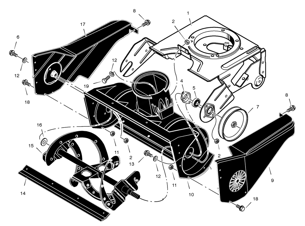 Auger Components Diagram and Parts List for 621401X112NA 2005 Briggs and Stratton Snow Blower